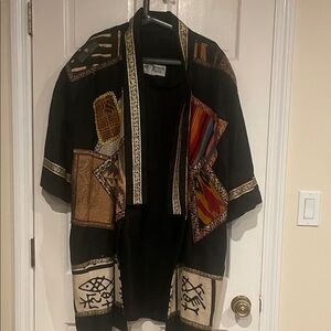 Black Kimono with Gold and Silver Accents